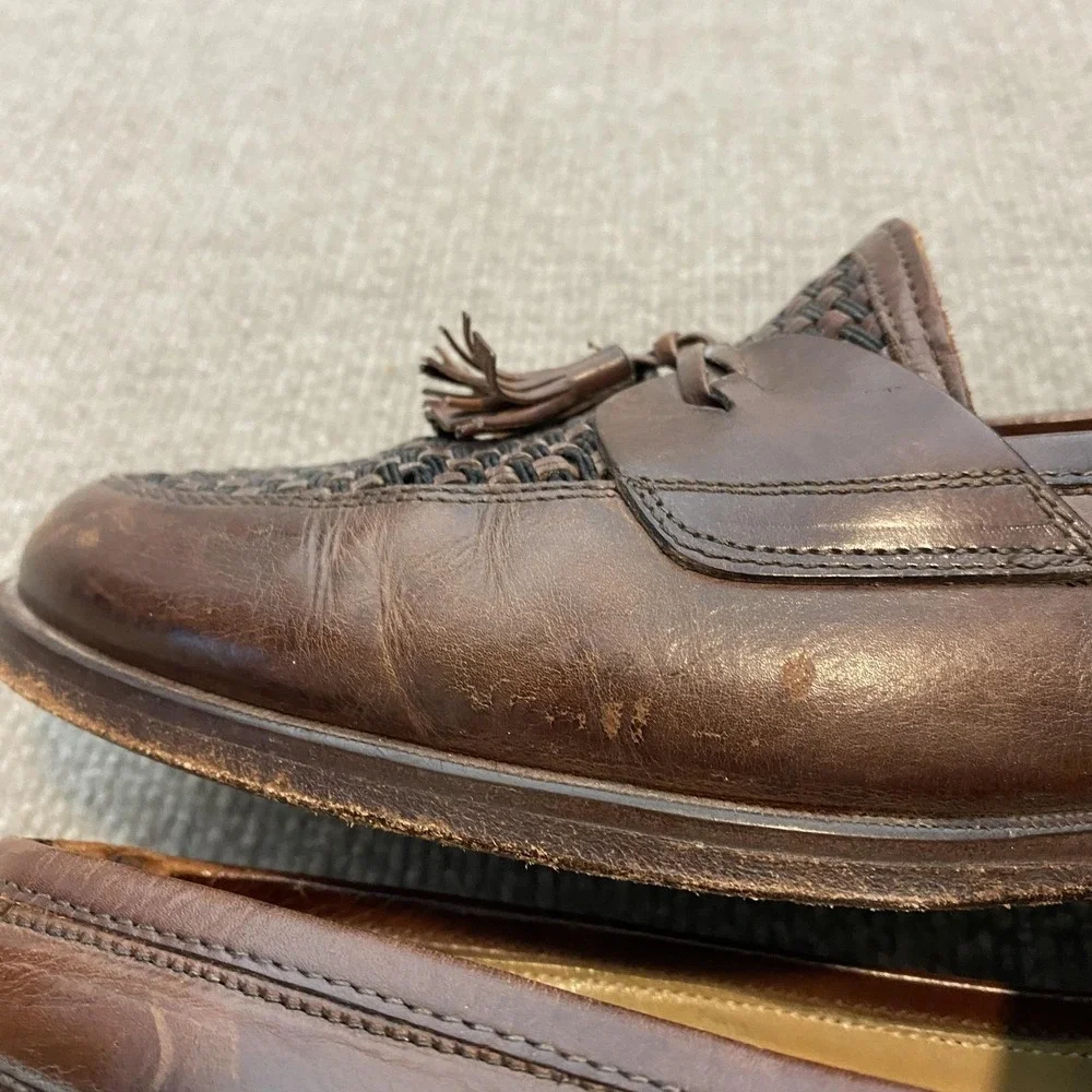 Johnston & Murphy Shoes Mens Size 10.5 M Brown Leather Dress Tassel Loafers 3758